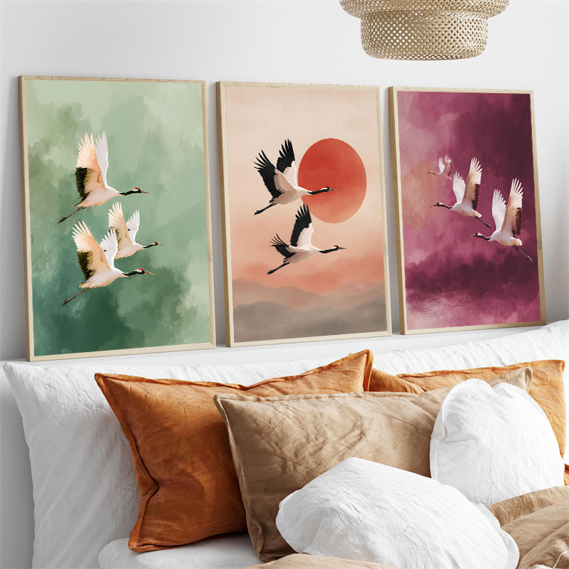Vintage Crane Flying Birds Flo - Japanese Lifestyle Japanese recension och pris