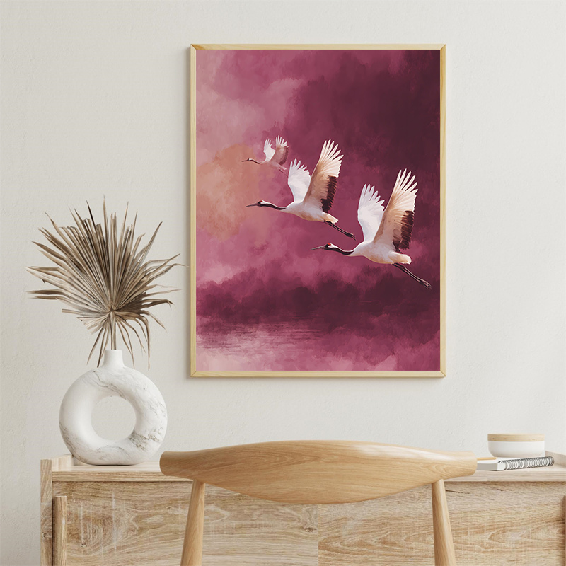 Vintage Crane Flying Birds Flo - Japanese Lifestyle Japanese recension och pris